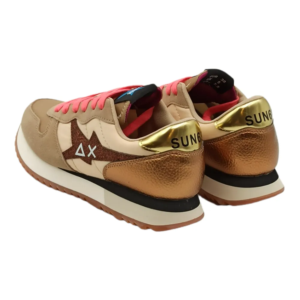 SNEAKER DONNA in tessuto e camoscio Sun68 Z42211 BEIGE STARGIRL NYLON G