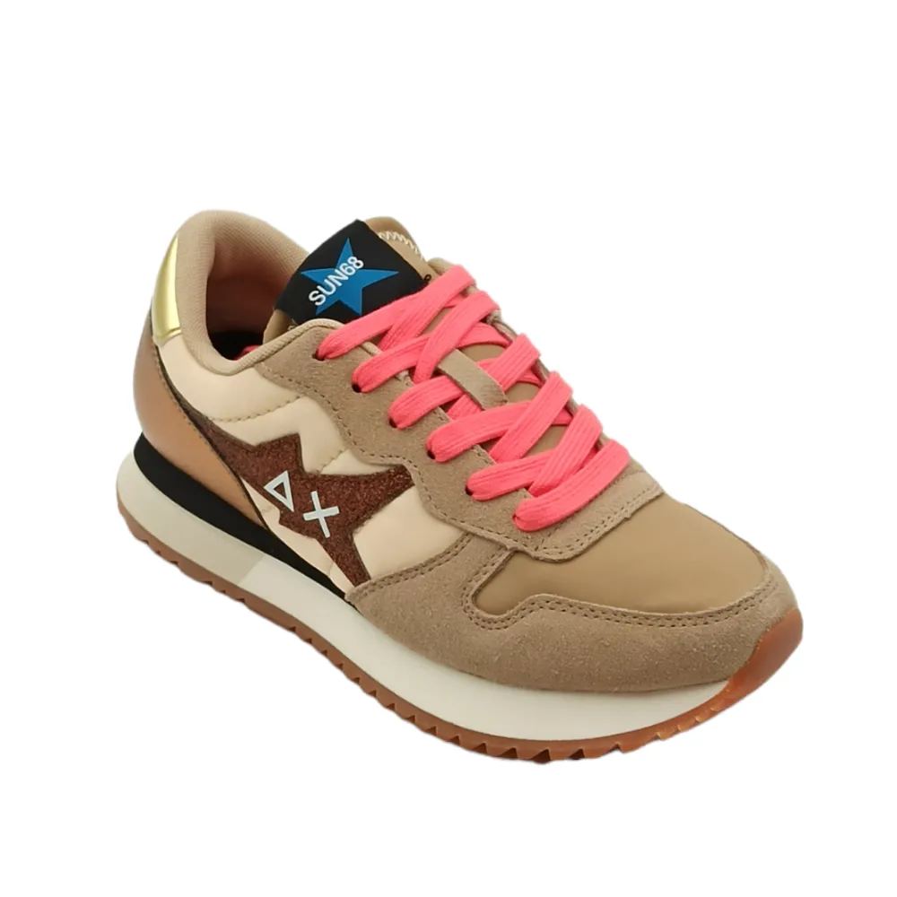 SNEAKER DONNA in tessuto e camoscio Sun68 Z42211 BEIGE STARGIRL NYLON G