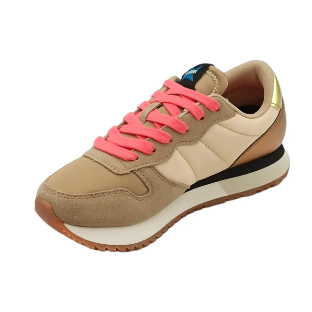 SNEAKER DONNA in tessuto e camoscio Sun68 Z42211 BEIGE STARGIRL NYLON G