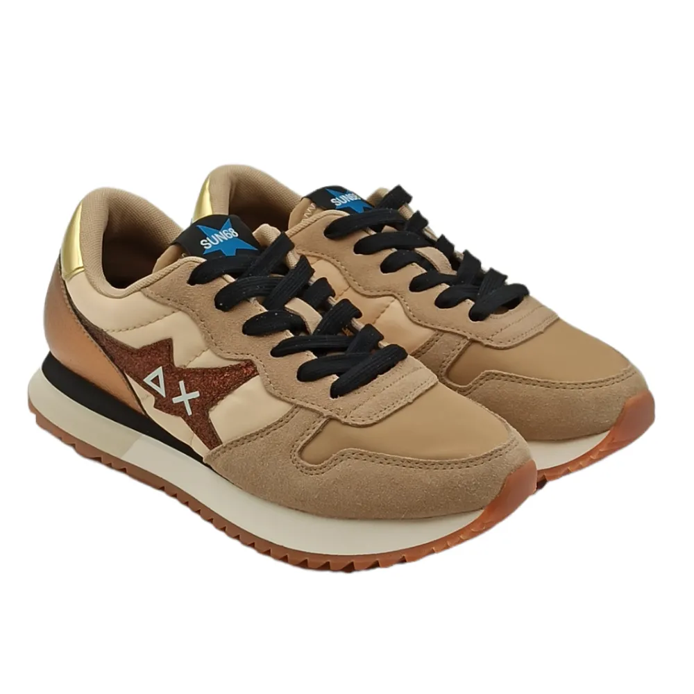 SNEAKER DONNA in tessuto e camoscio Sun68 Z42211 BEIGE STARGIRL NYLON G