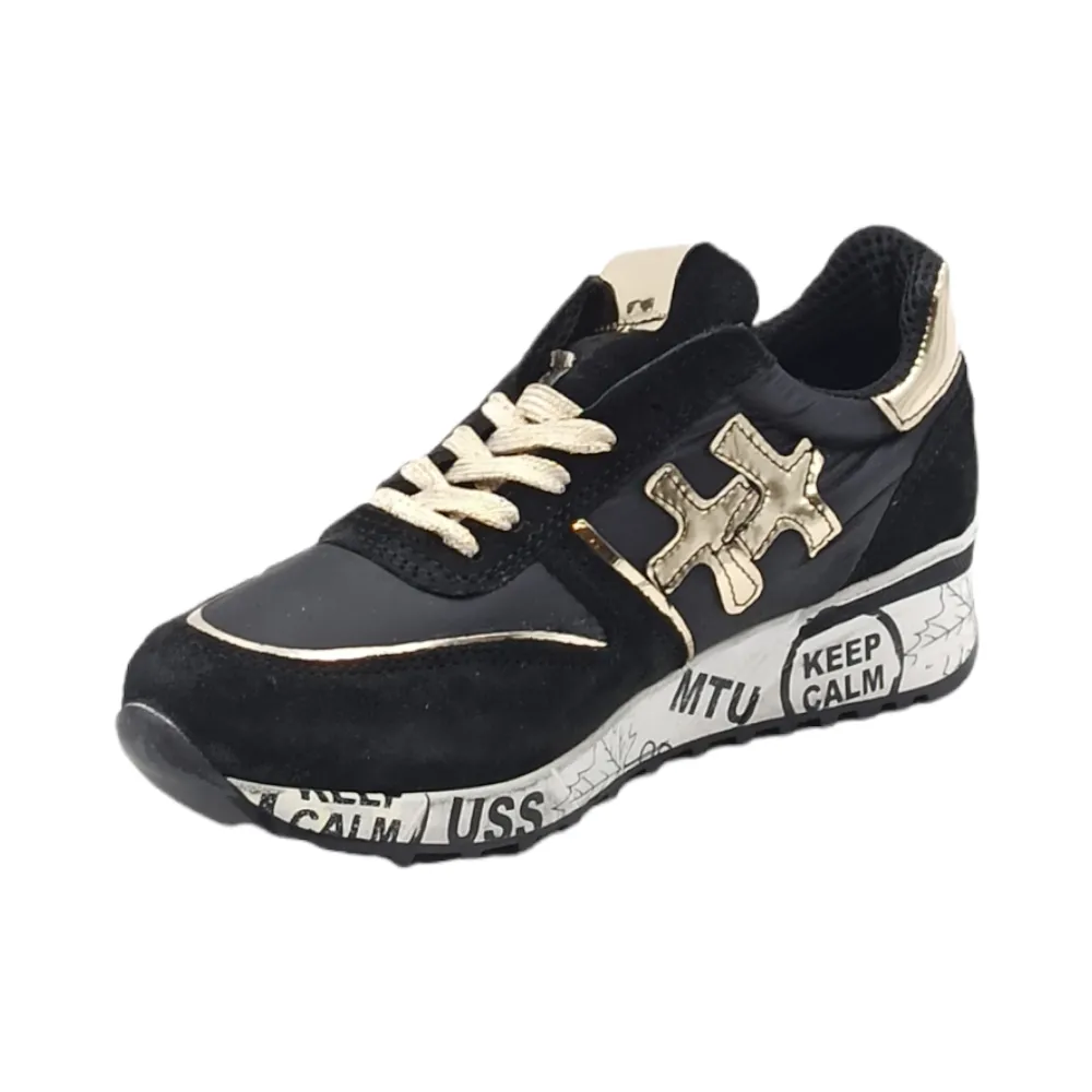 Sneaker donna tessuto D. Scudieri PRD NERO MIRROR PLATINO