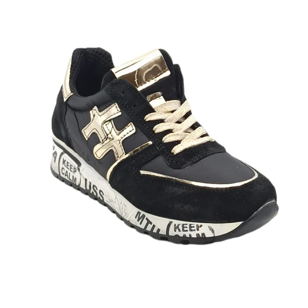 Sneaker donna tessuto D. Scudieri PRD NERO MIRROR PLATINO