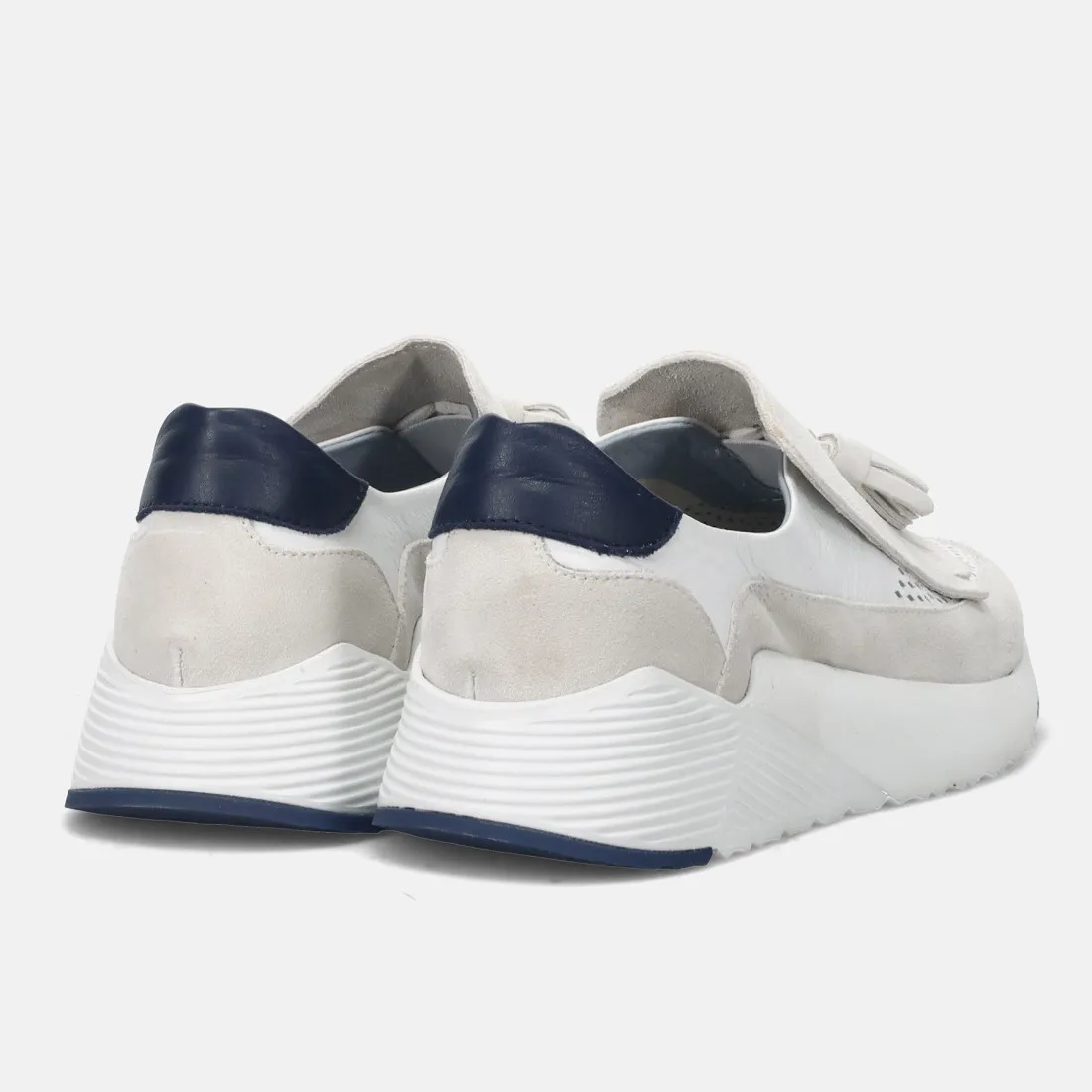 Sneaker slip-on Calpierre Arena bianca in pelle con frangia