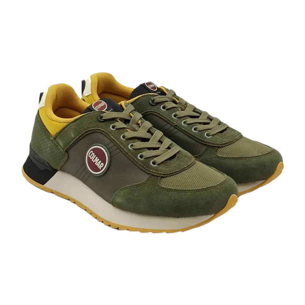 sneaker uomo in camoscio travis authentic military green-black