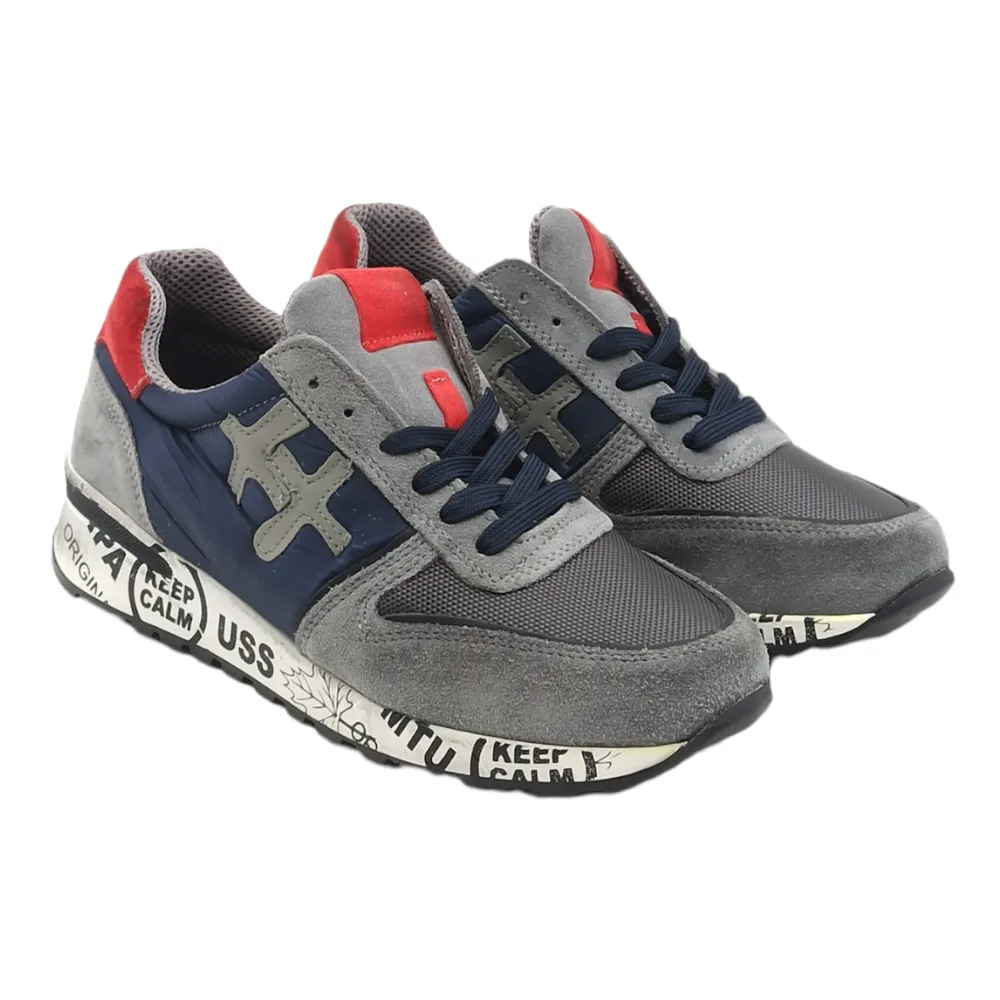 Sneaker uomo in tessuto e camoscio D.Scudieri PRU PIETRA/GRIGIO/BLU