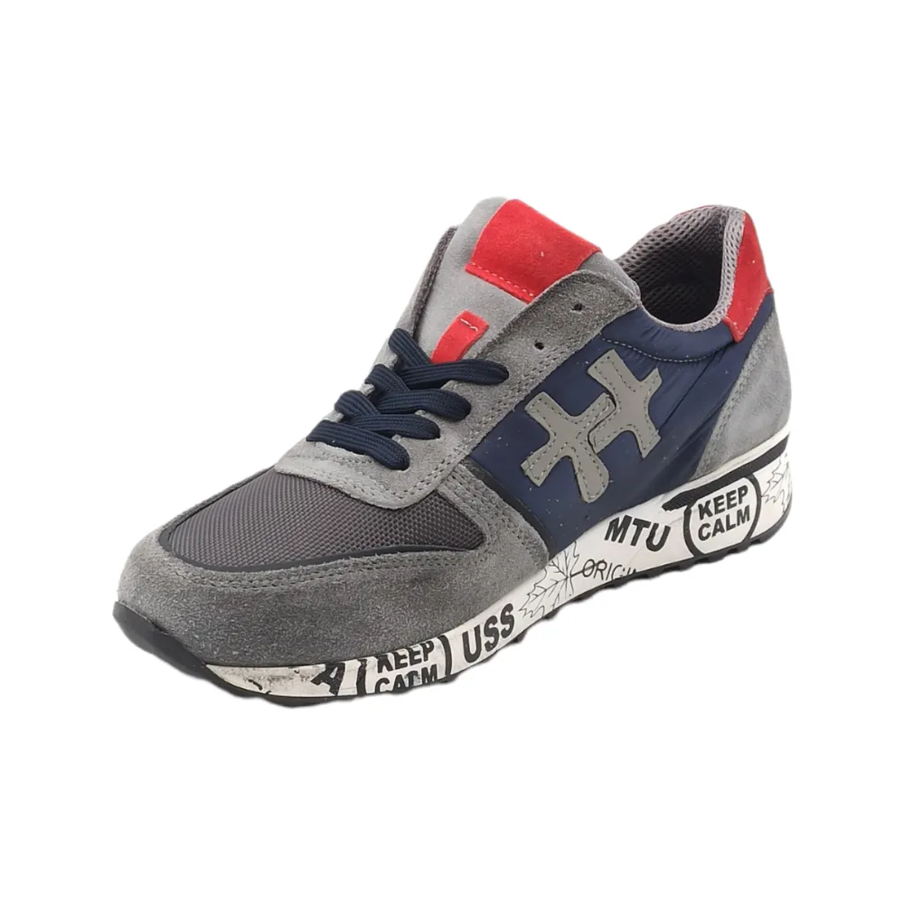 Sneaker uomo in tessuto e camoscio D.Scudieri PRU PIETRA/GRIGIO/BLU