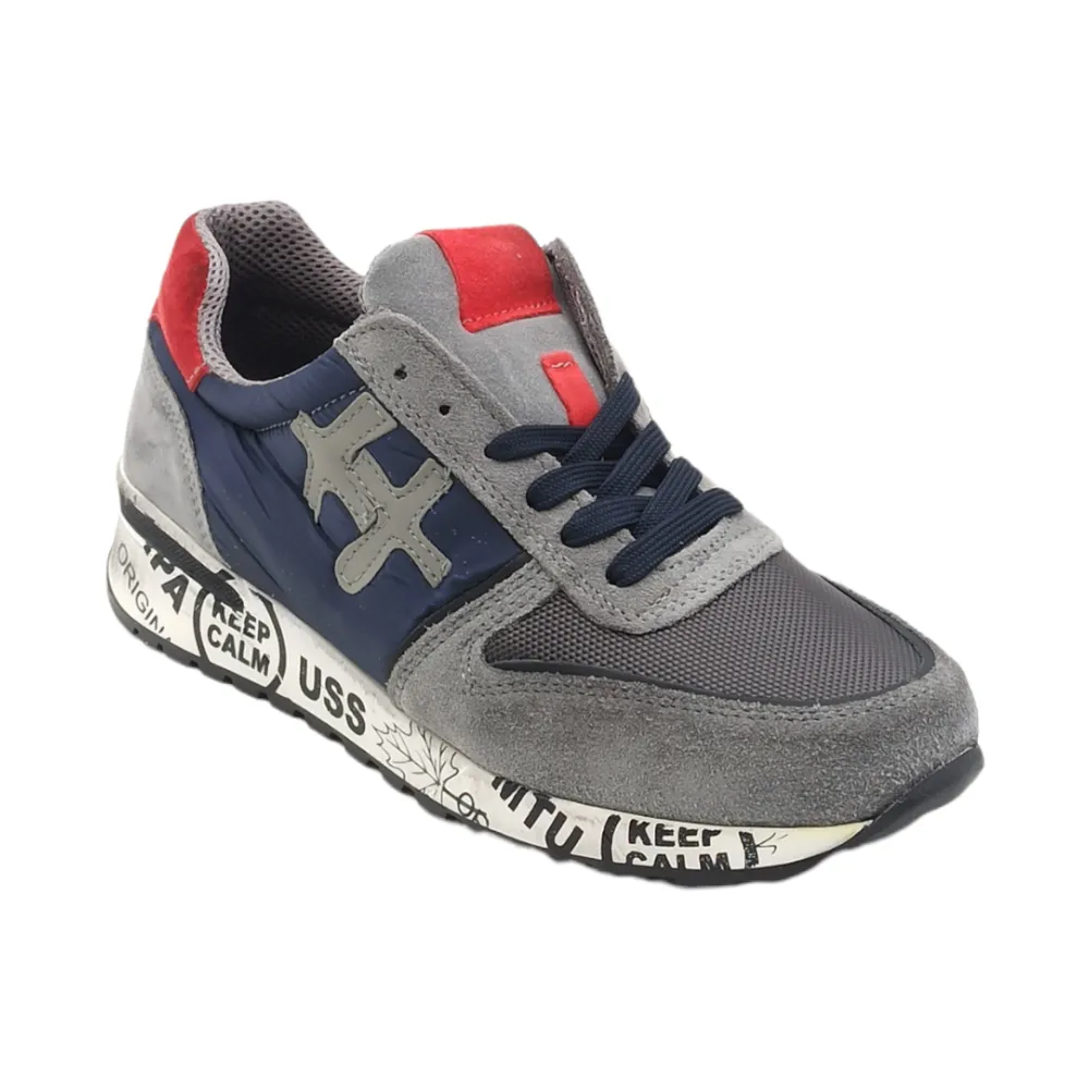 Sneaker uomo in tessuto e camoscio D.Scudieri PRU PIETRA/GRIGIO/BLU