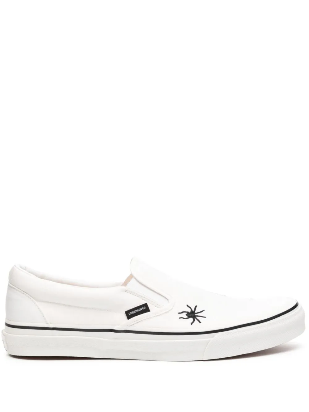 Sneakers slip-on con dettagli ricamati in bianco - uomo