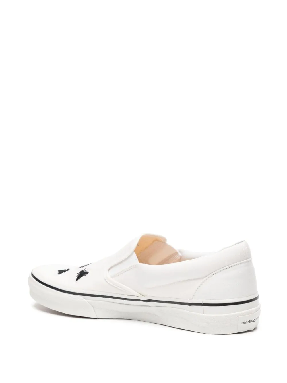 Sneakers slip-on con dettagli ricamati in bianco - uomo
