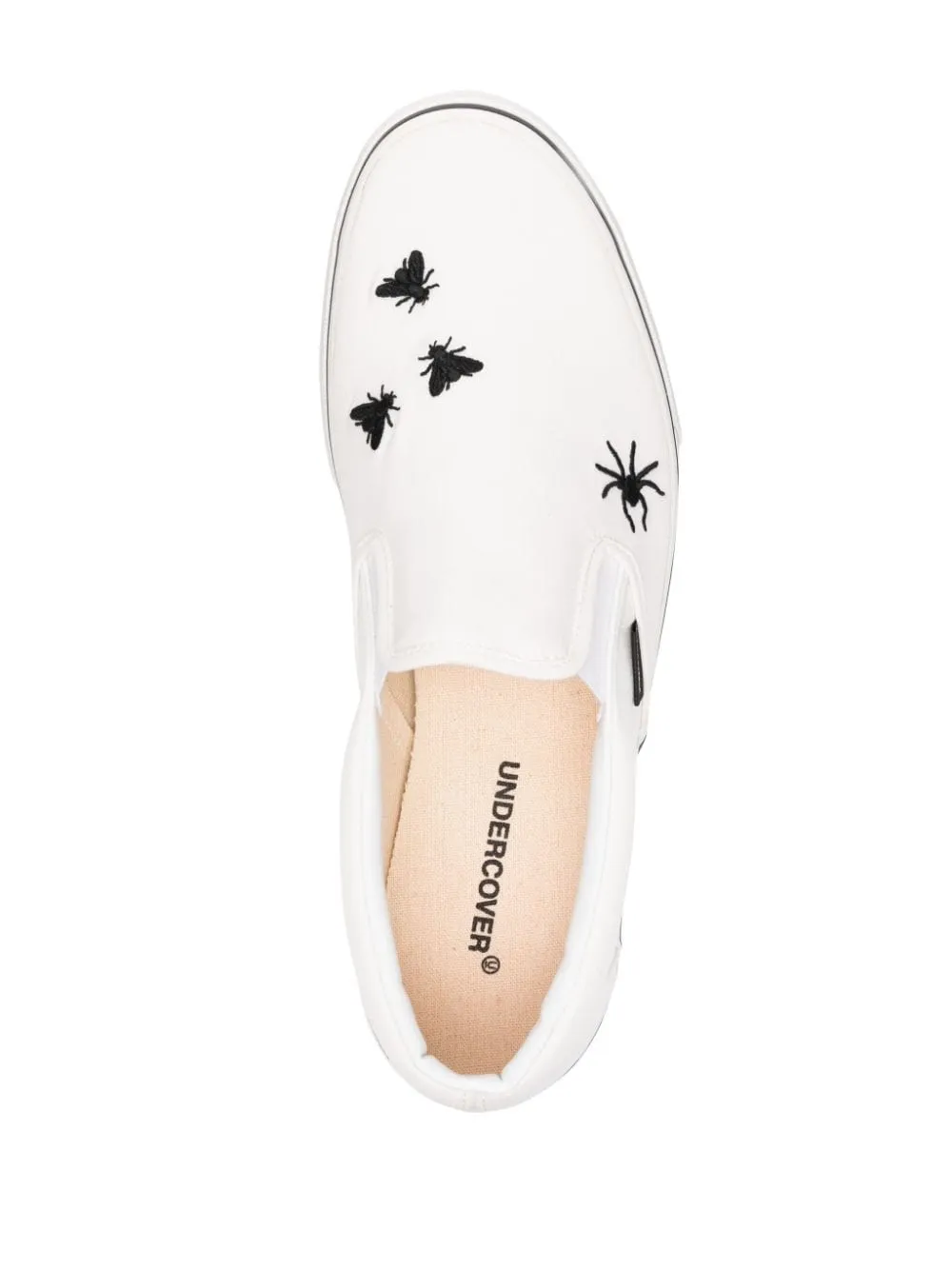 Sneakers slip-on con dettagli ricamati in bianco - uomo