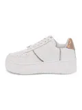 Sneakers Windsor Smith ROSY BRAVE WHITE ROSE GOLD HOLOGRAPHIC in pelle bianco e oro