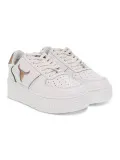 Sneakers Windsor Smith ROSY BRAVE WHITE ROSE GOLD HOLOGRAPHIC in pelle bianco e oro