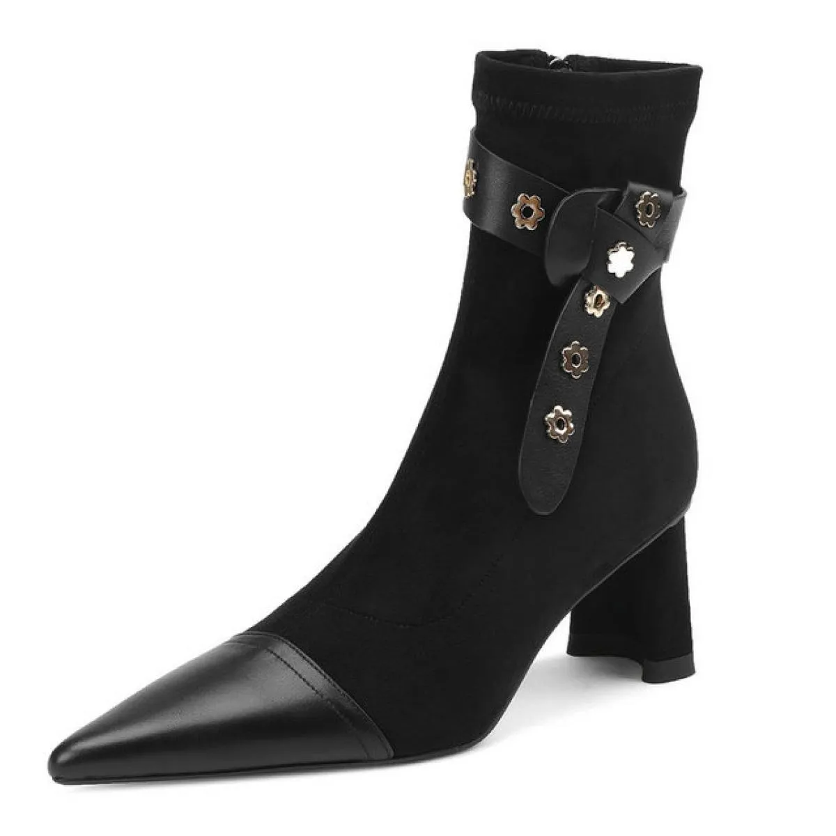 Stivaletti da donna Autunno Inverno Punta a punta Tacchi alti Scarpe in pelle scamosciata di mucca Donna Festa da ufficio Donna