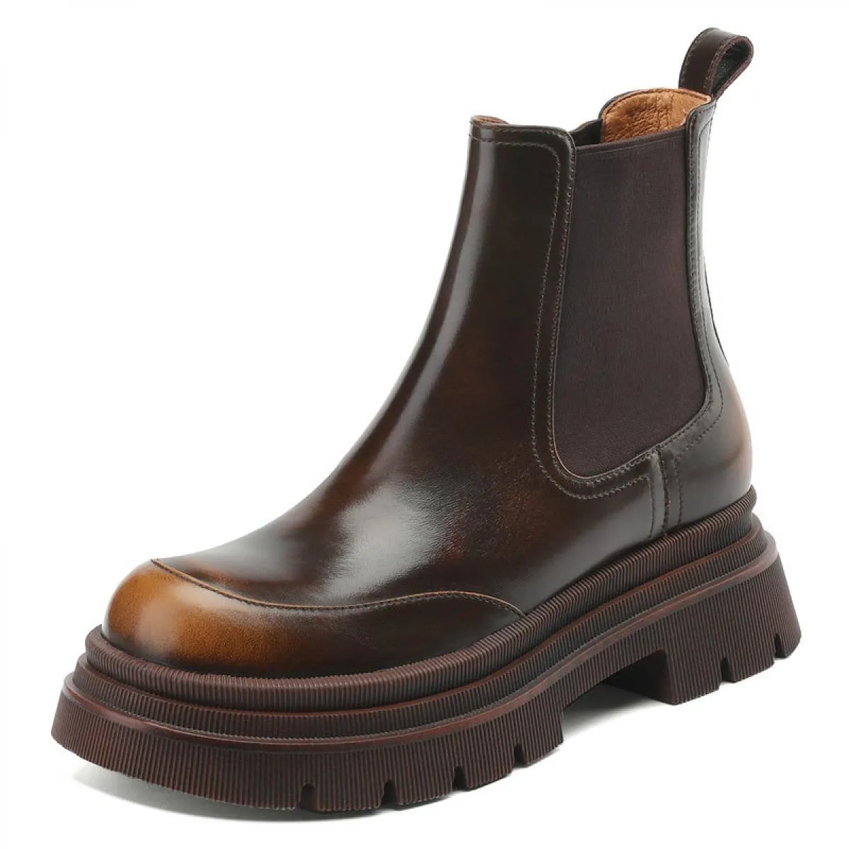 Stivaletti da donna con plateau per il tempo libero Autunno Inverno Popolare Punta tonda Scarpe basic in vera pelle Donna Casual
