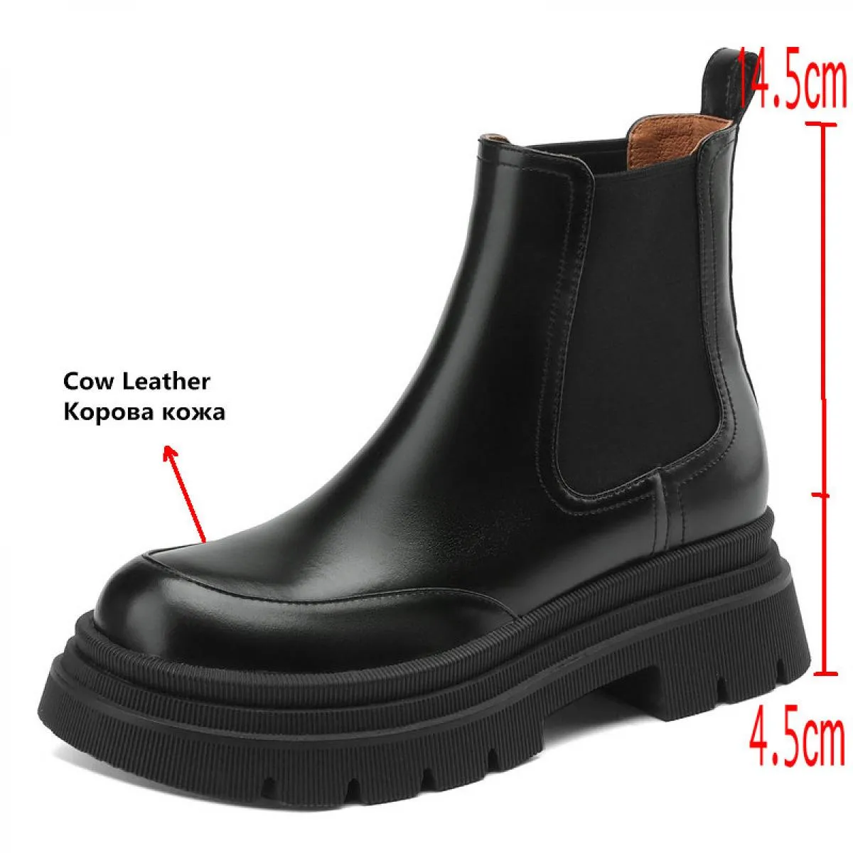 Stivaletti da donna con plateau per il tempo libero Autunno Inverno Popolare Punta tonda Scarpe basic in vera pelle Donna Casual