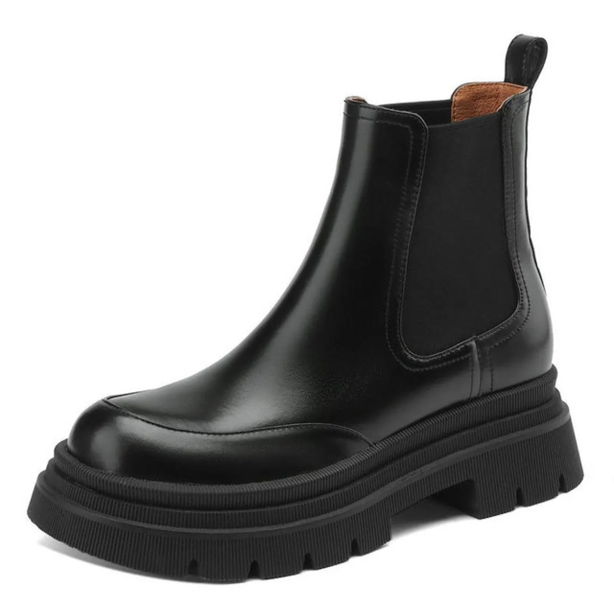 Stivaletti da donna con plateau per il tempo libero Autunno Inverno Popolare Punta tonda Scarpe basic in vera pelle Donna Casual