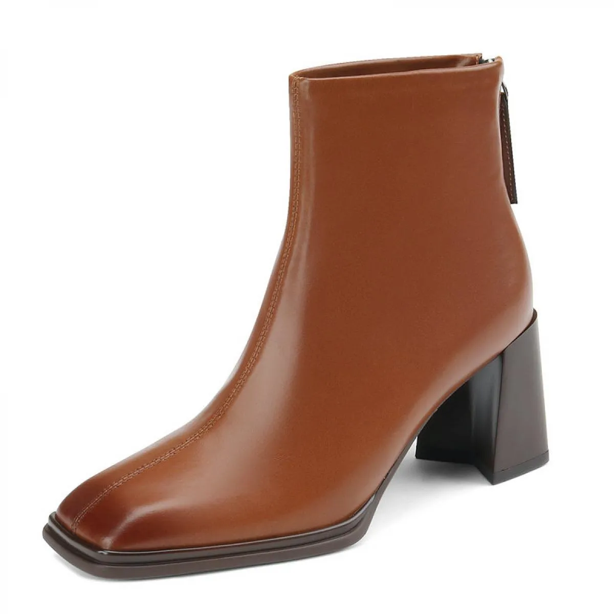 Stivaletti da donna in vera pelle nuova cerniera posteriore punta quadrata scarpe con tacco alto 2022 autunno inverno pompe da d