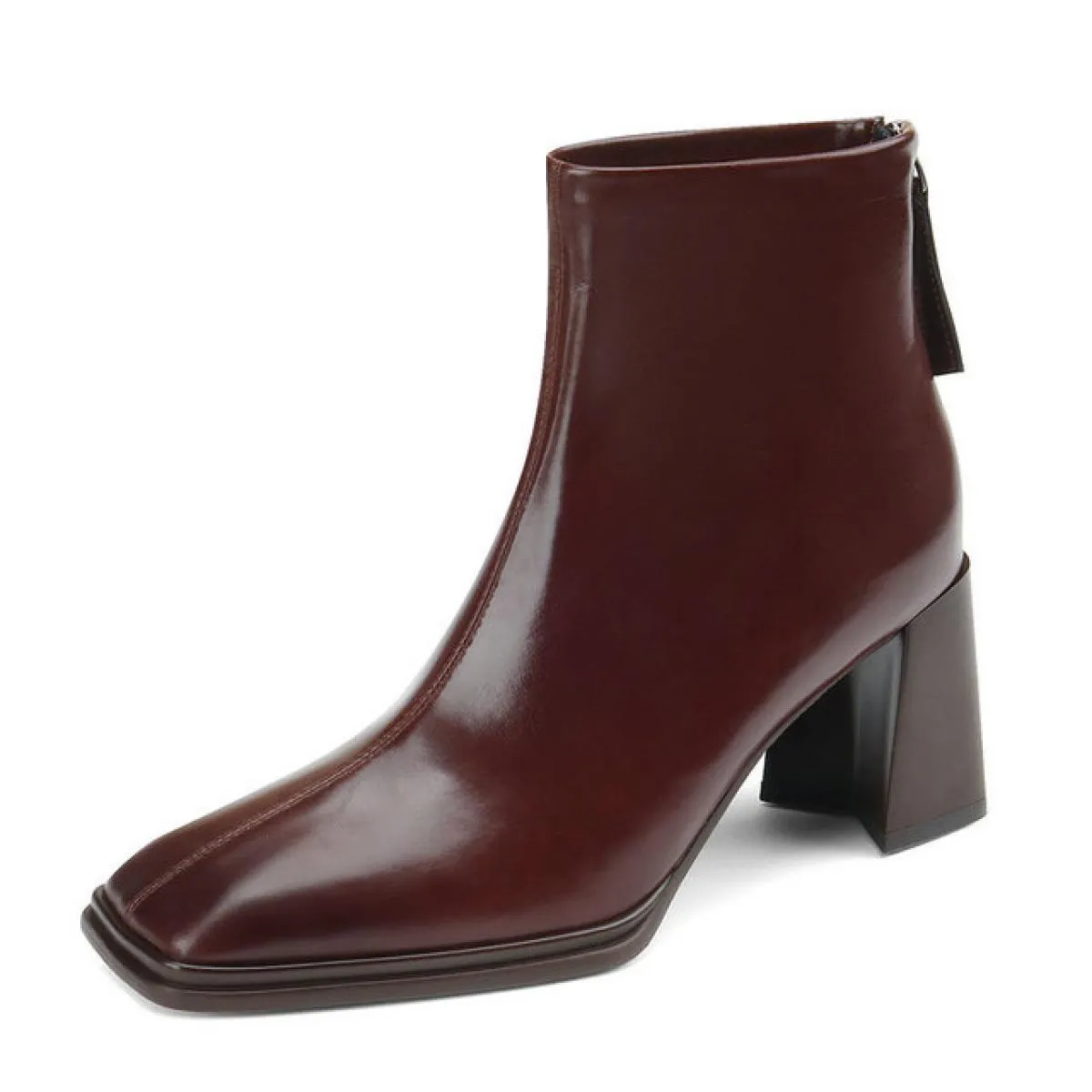 Stivaletti da donna in vera pelle nuova cerniera posteriore punta quadrata scarpe con tacco alto 2022 autunno inverno pompe da d