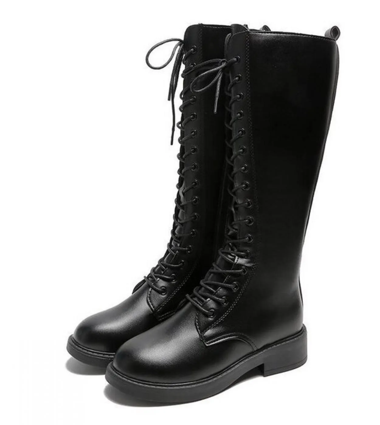 Stivali alti Stivali alti al ginocchio Pu Tacchi alti per le donne Scarpe moda Primavera Autunno Stivaletti Donna Taglie forti 3