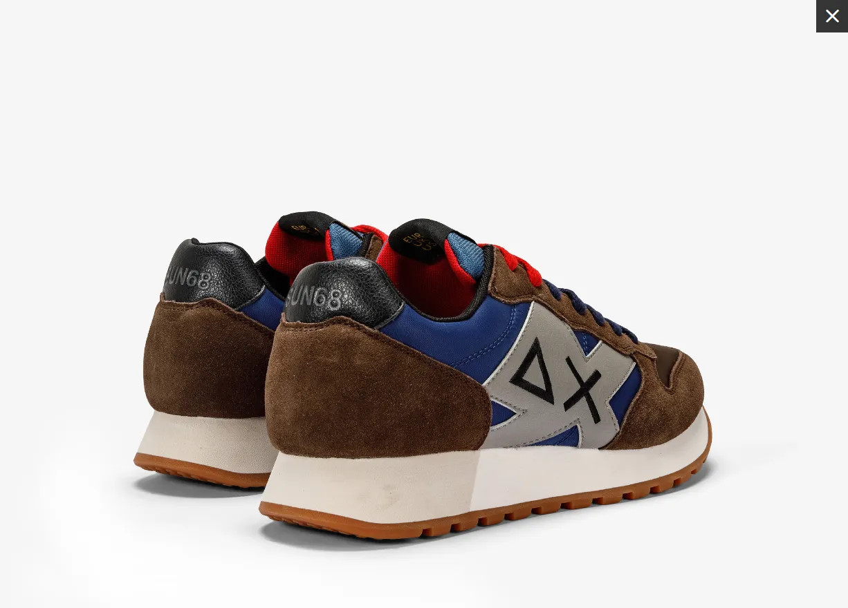 SUN68 JAKI BICOLOR SNEAKER UOMO Z42114-0708 NAVY BLUE/MARRONE