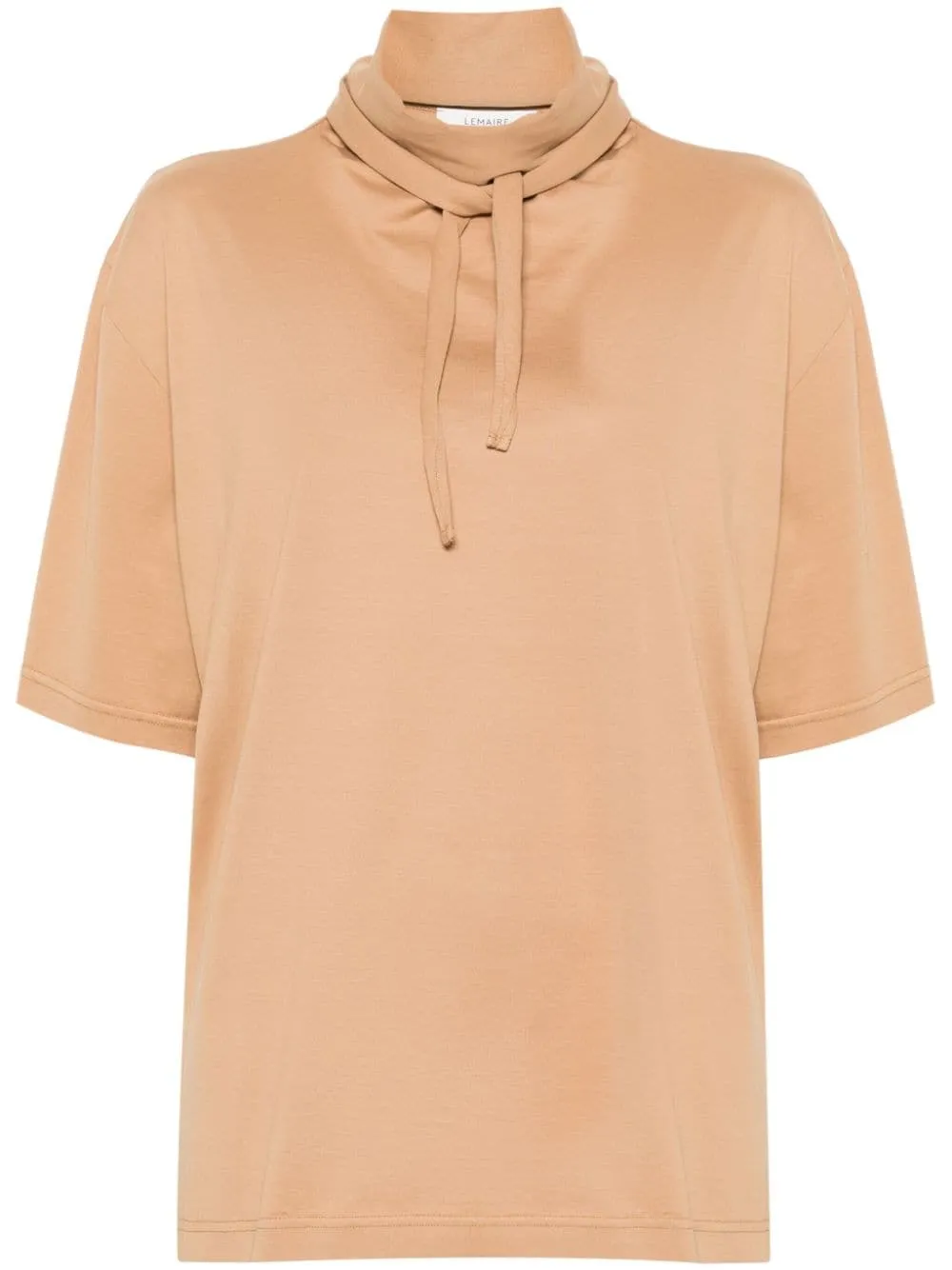 T-shirt a collo alto in beige - donna