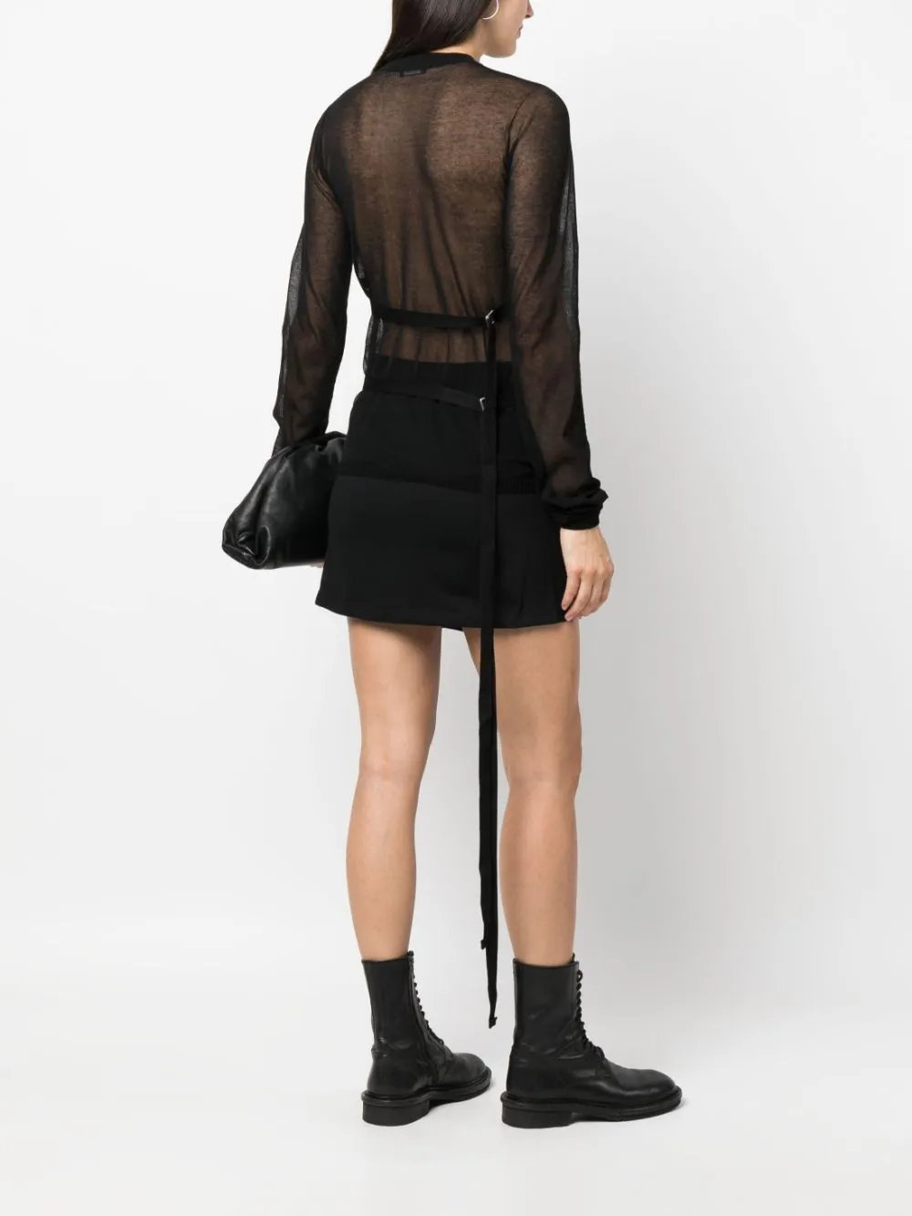 Top trasparente a collo alto in nero  - donna