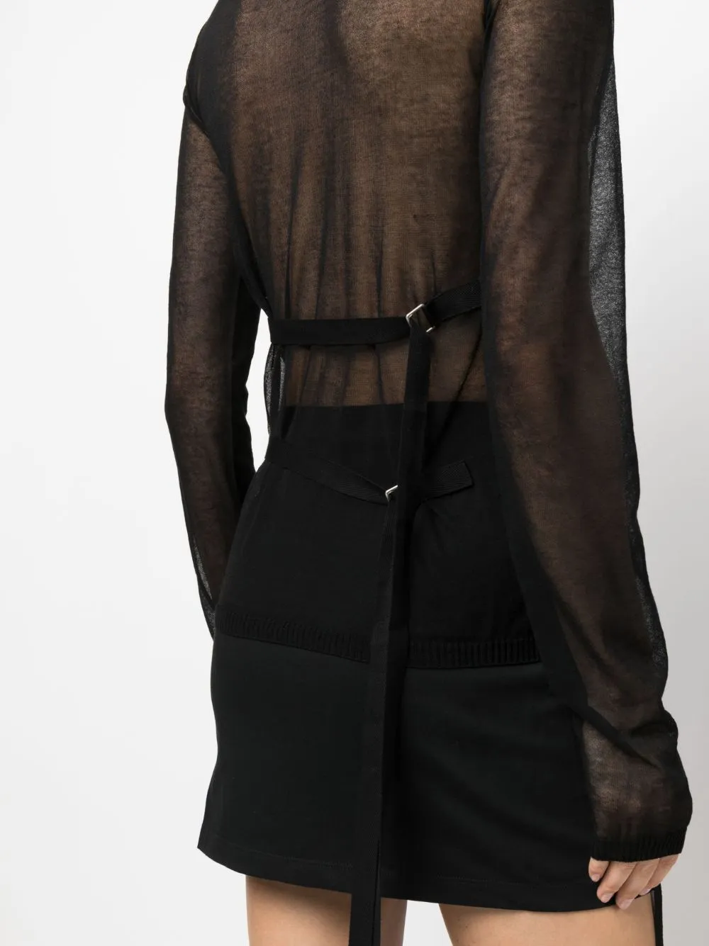 Top trasparente a collo alto in nero  - donna