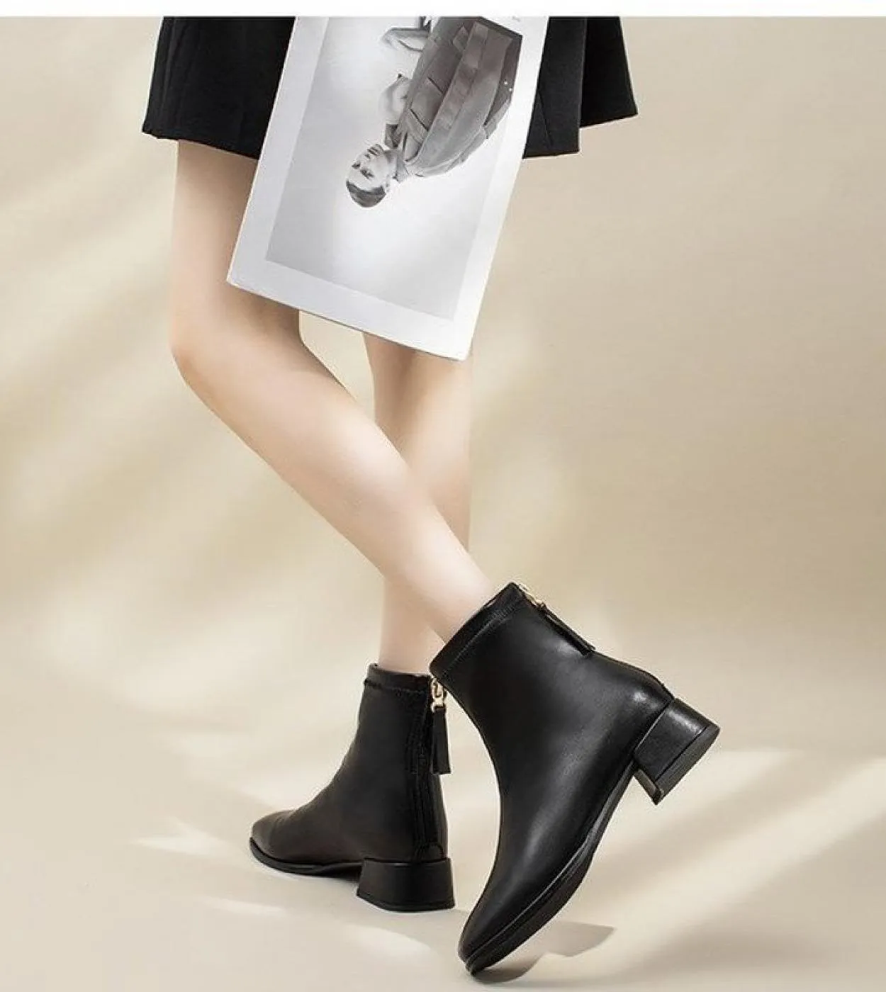 Vendita calda Stivaletti Donna Autunno Inverno Stivale per donna 2022 Scarpe da donna con tacco medio con cerniera moda donna sp