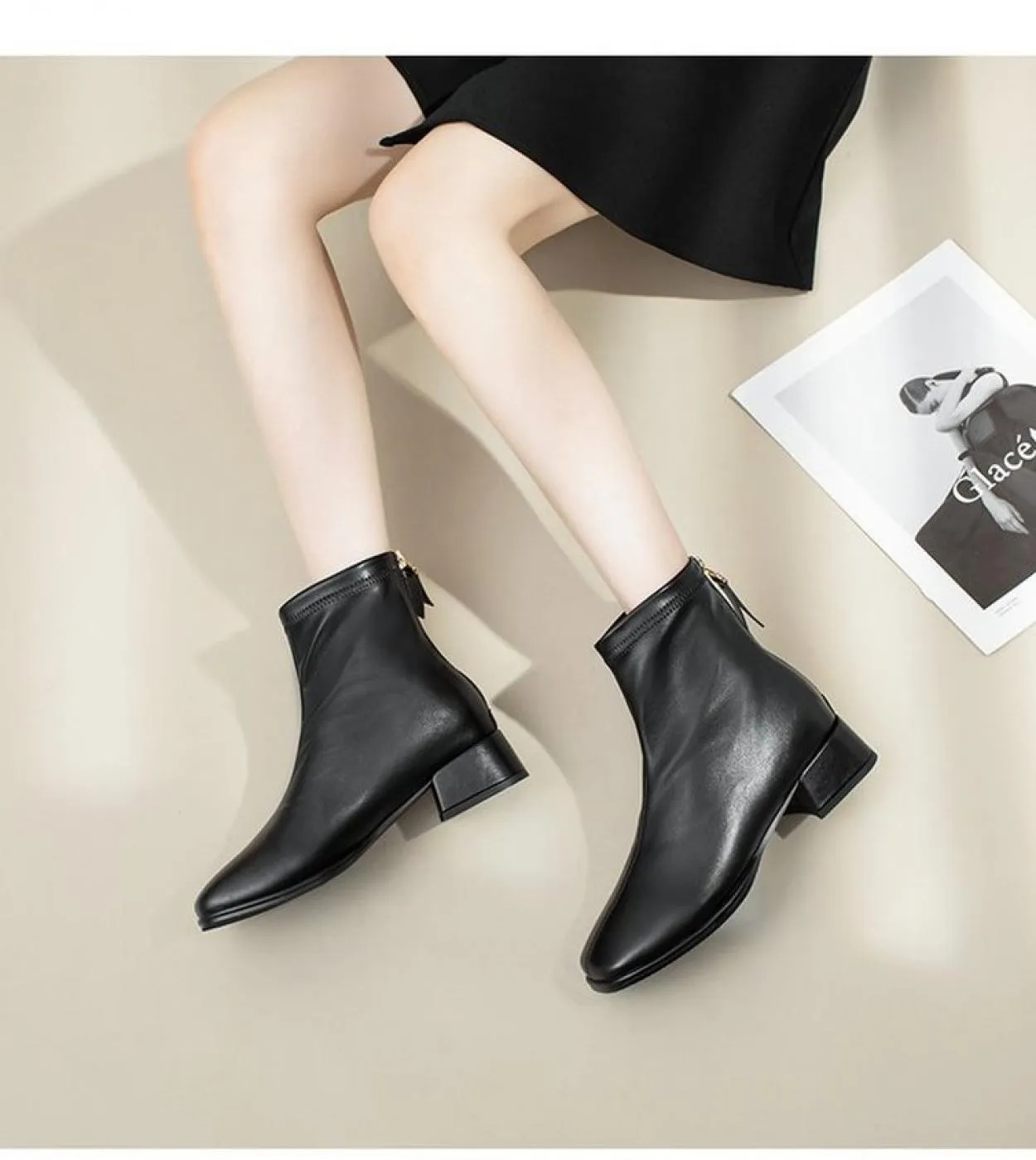 Vendita calda Stivaletti Donna Autunno Inverno Stivale per donna 2022 Scarpe da donna con tacco medio con cerniera moda donna sp