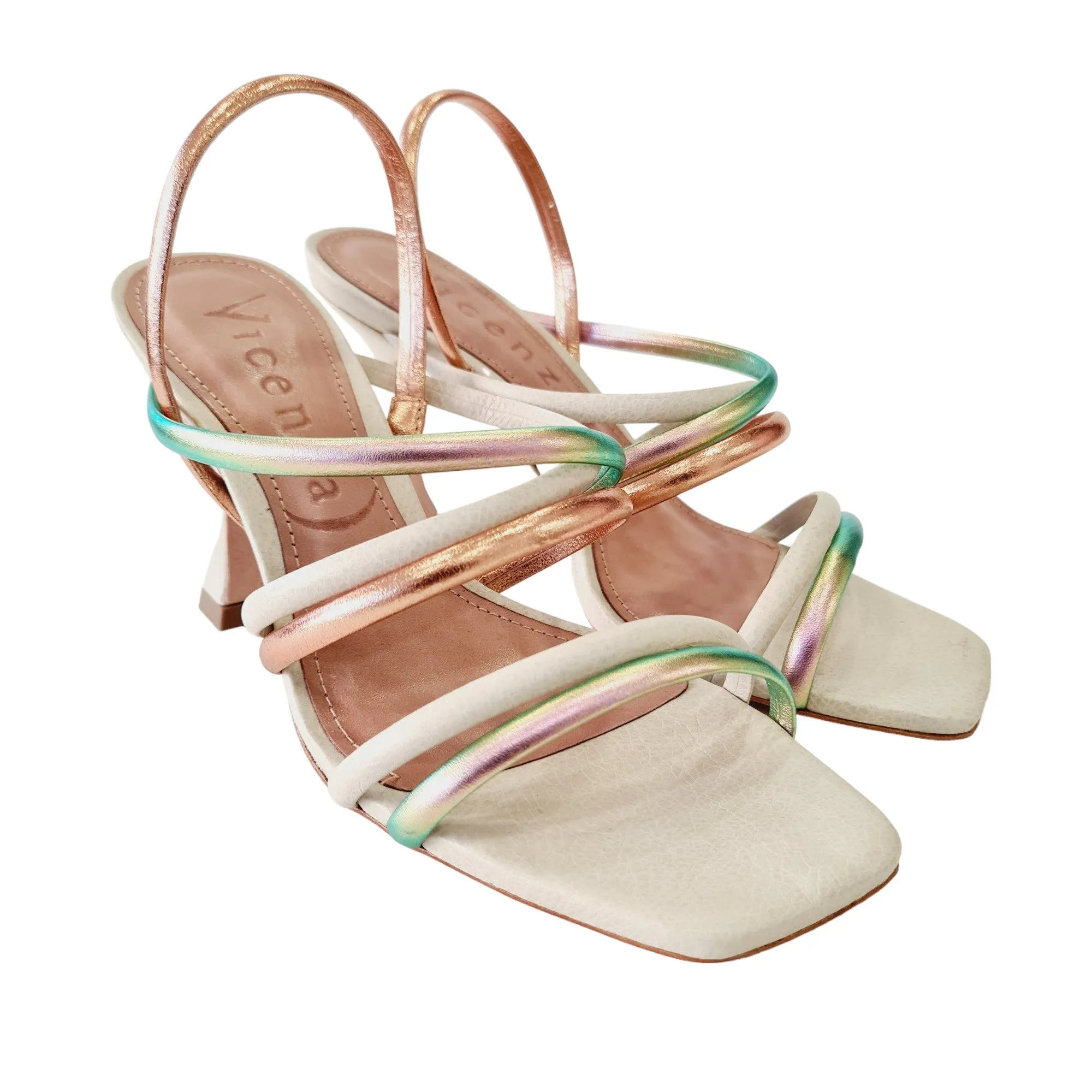 Vicenza Sandalo Donna Avorio-Verde-Rame-Rosa Rif.137