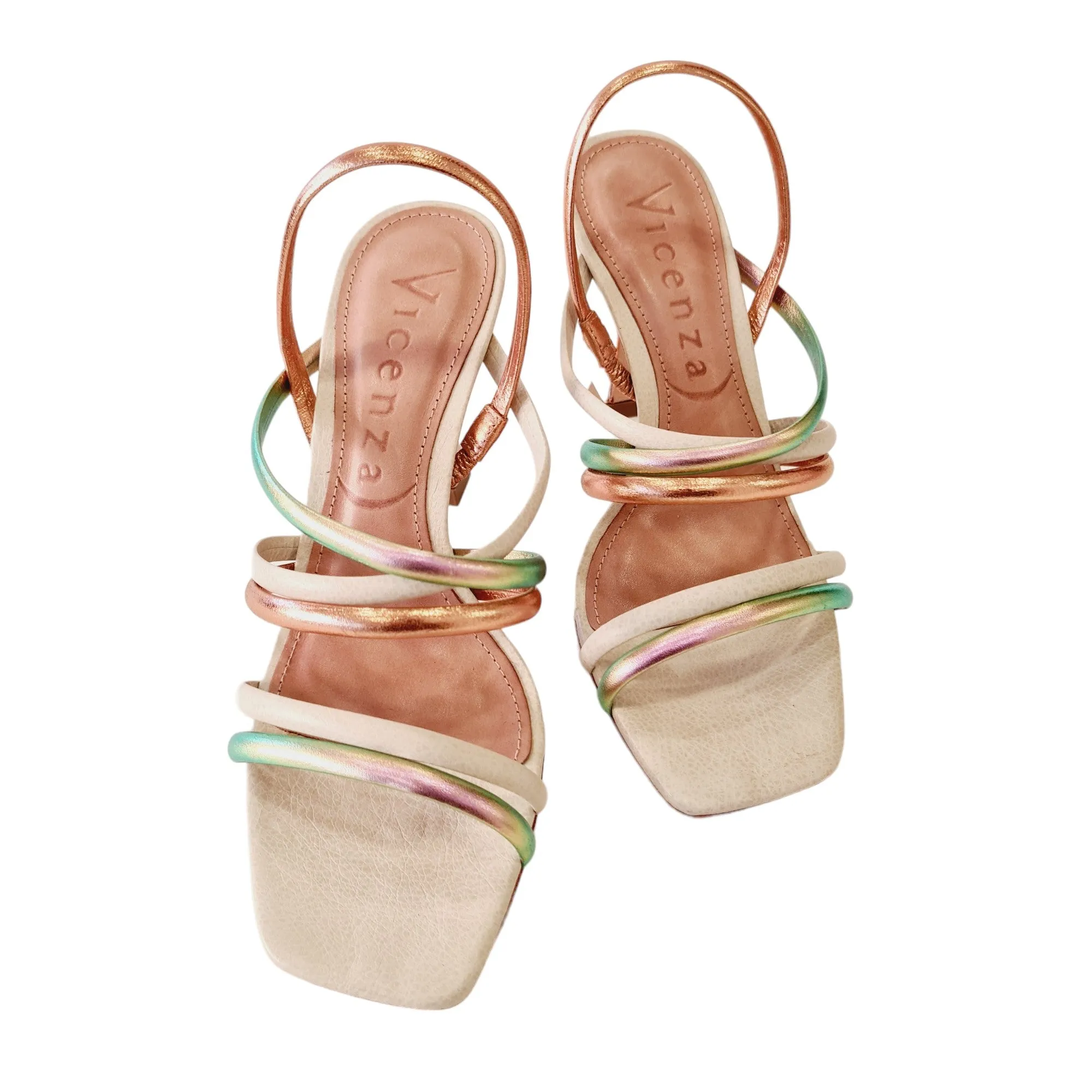 Vicenza Sandalo Donna Avorio-Verde-Rame-Rosa Rif.137