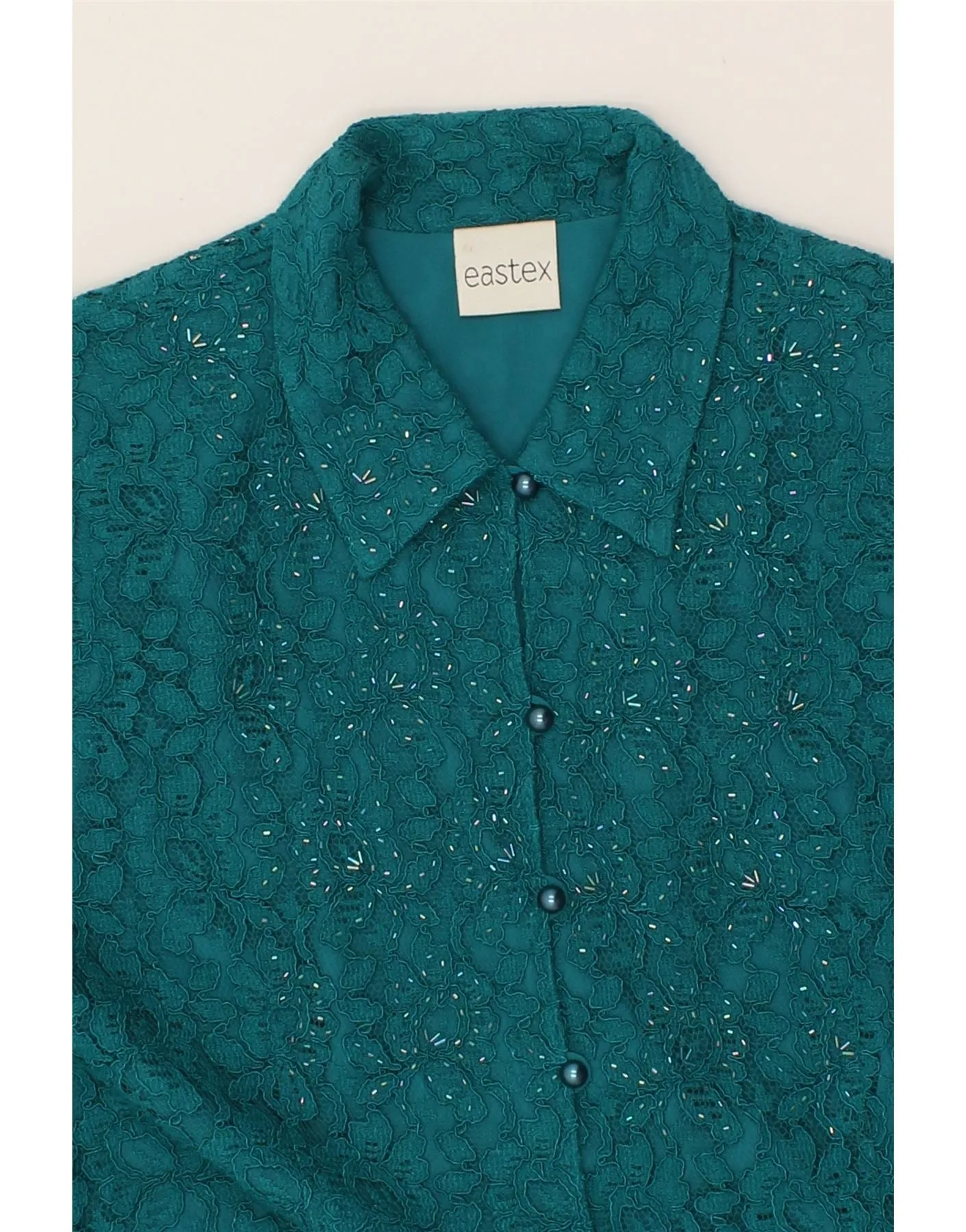 VINTAGE Womens Shirt Blouse UK 18 XL Turquoise Viscose