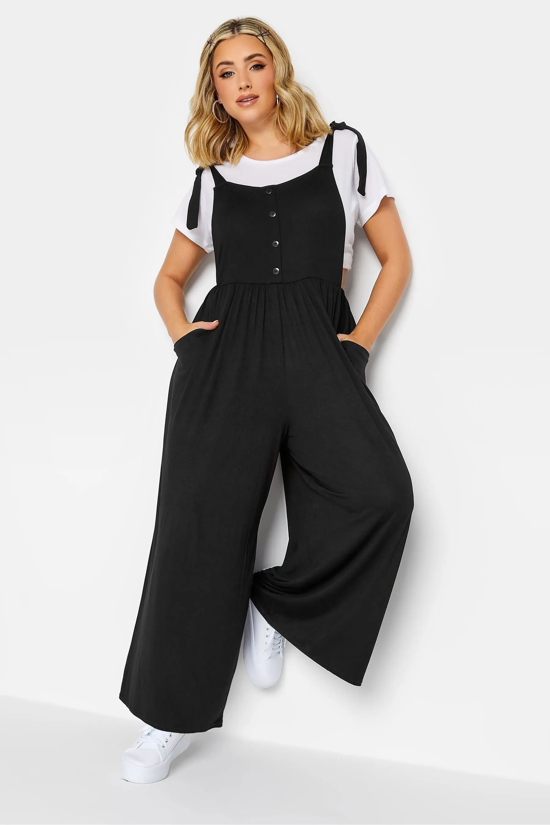 Yours Curve - Salopette con gonna pantalone