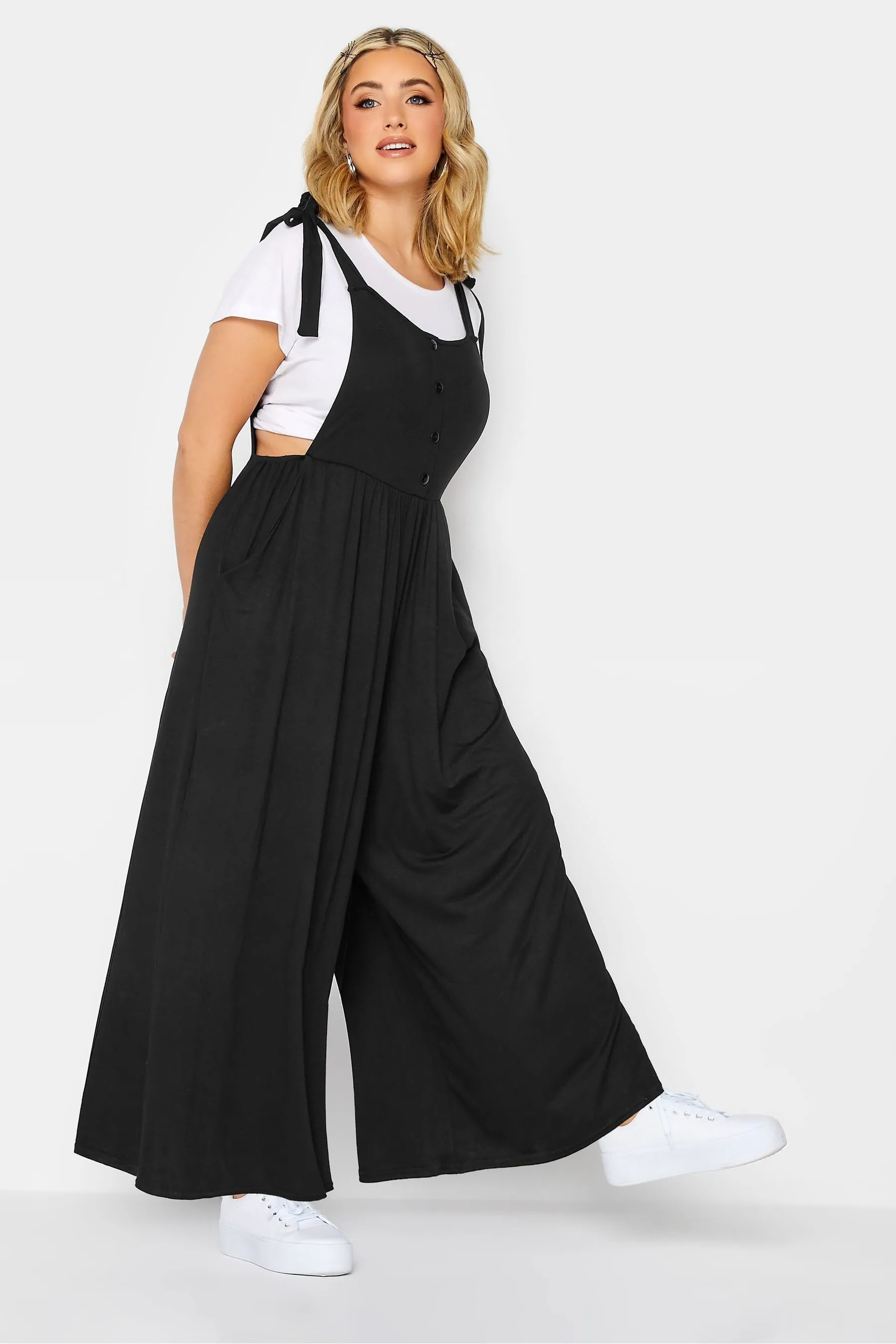Yours Curve - Salopette con gonna pantalone