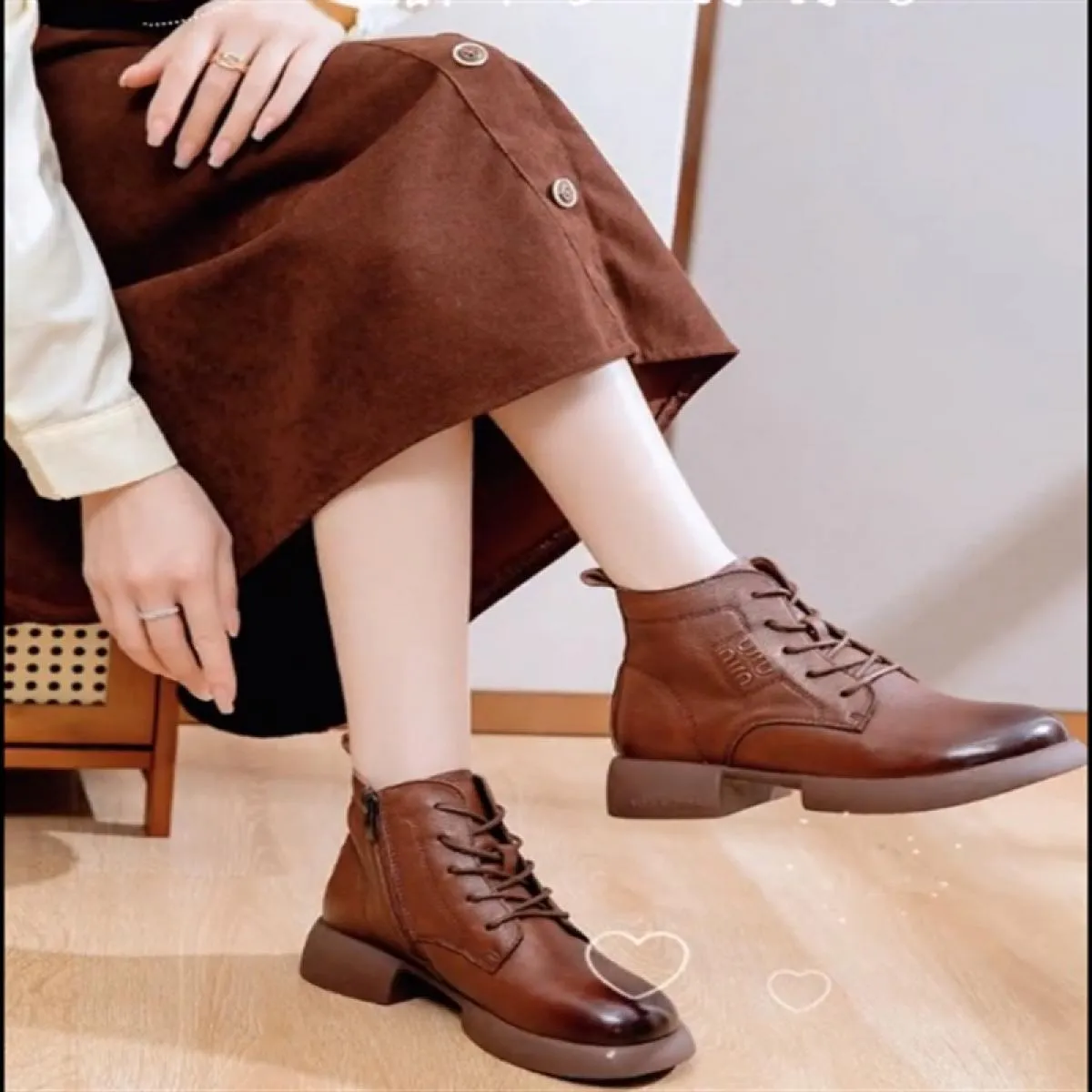 Zip laterale Stivaletti da donna 2023 Stivali invernali da donna Pu Stivali casual solidi Donna Punta tonda Lace Up Tacco basso