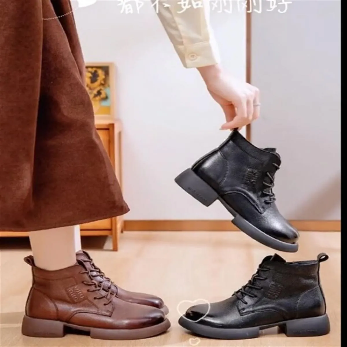 Zip laterale Stivaletti da donna 2023 Stivali invernali da donna Pu Stivali casual solidi Donna Punta tonda Lace Up Tacco basso